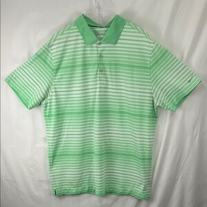 Nike Golf - Men’s Golf Shirt - XL - Dry Fit - Green and White - Stripe